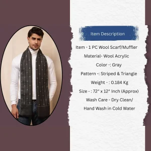 Men's Gray Color Muffler Stylish Triangle Scarf - Image 9