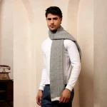 Men's Gray Herringbone Pattern Muffler - Image 4