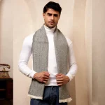 Men's Gray Herringbone Pattern Muffler