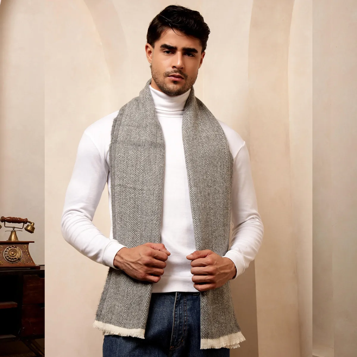 mens-gray-herringbone-pattern-muffler WM-173 (2)