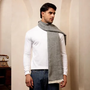 Men's Gray Herringbone Pattern Muffler - Image 3