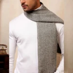 Men's Gray Herringbone Pattern Muffler - Image 7