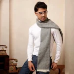Men's Gray Herringbone Pattern Muffler - Image 2