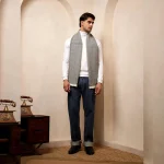 Men's Gray Herringbone Pattern Muffler - Image 6