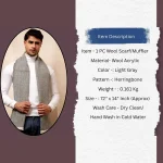 Men's Gray Herringbone Pattern Muffler - Image 9