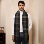 Men's Reversible Black Checked Scarf Winter Wool Muffler