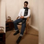 Men's Reversible Black Checked Scarf Winter Wool Muffler - Image 5