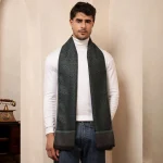 Men's Reversible Diamond Pattern Winter Blue Wool Scarf / Muffler - Image 2