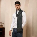 Men's Reversible Diamond Pattern Winter Blue Wool Scarf / Muffler - Image 3