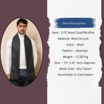 Men's Reversible Diamond Pattern Winter Blue Wool Scarf / Muffler - Image 9
