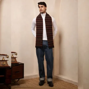 Men's Reversible Maroon Striped Muffler - Image 3