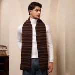 Men's Reversible Maroon Striped Muffler - Image 2