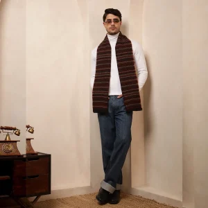 Men's Reversible Maroon Striped Muffler - Image 4