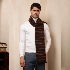 Men's Reversible Maroon Striped Muffler - Image 5