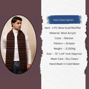 Men's Reversible Maroon Striped Muffler - Image 9