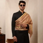 Men's Soft & Warm Wool Stole Casual Beige Floral Neck Wrap - Image 3