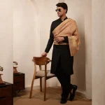Men's Soft & Warm Wool Stole Casual Beige Floral Neck Wrap - Image 6