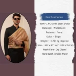 Men's Soft & Warm Wool Stole Casual Beige Floral Neck Wrap - Image 11