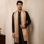 Men's Soft & Warm Wool Stole Casual Beige Floral Neck Wrap