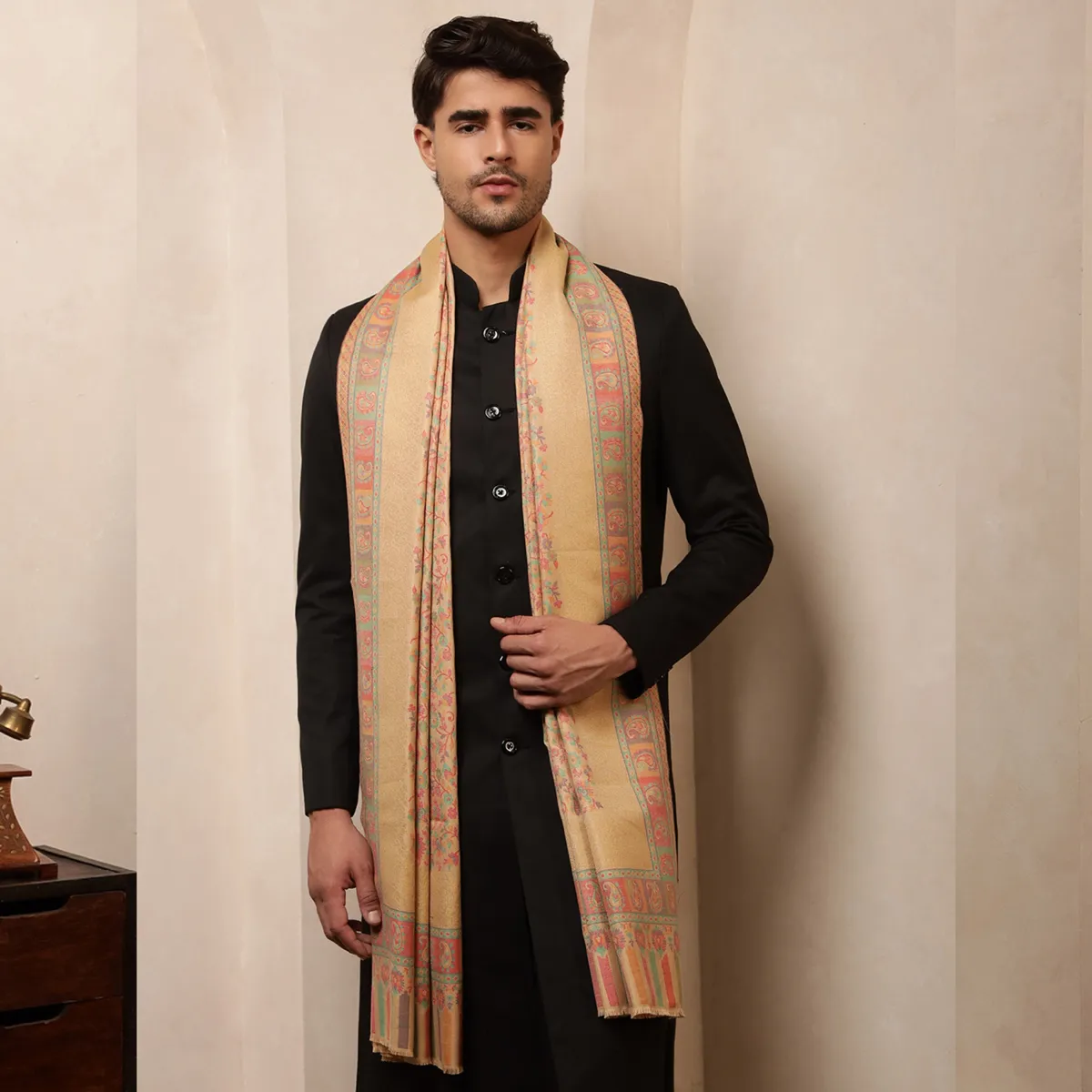 mens-soft-warm-wool-stole-casual-beige-floral-neck-wrap MWS-54 (2)