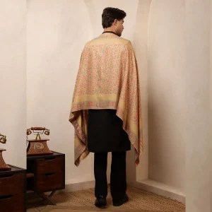 Men's Soft & Warm Wool Stole Casual Beige Floral Neck Wrap - Image 10