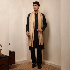 Men's Soft & Warm Wool Stole Casual Beige Floral Neck Wrap - Image 7