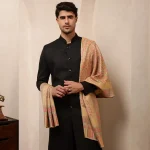 Men's Soft & Warm Wool Stole Casual Beige Floral Neck Wrap - Image 5