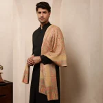 Men's Soft & Warm Wool Stole Casual Beige Floral Neck Wrap - Image 2