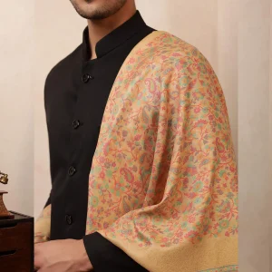 Men's Soft & Warm Wool Stole Casual Beige Floral Neck Wrap - Image 8