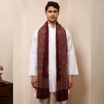 Men's Wine Color Blanket Wrap Paisley Shawl