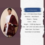Men's Wine Color Blanket Wrap Paisley Shawl - Image 11
