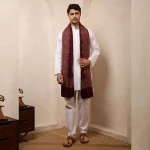 Men's Wine Color Blanket Wrap Paisley Shawl - Image 7