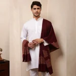 Men's Wine Color Blanket Wrap Paisley Shawl - Image 2