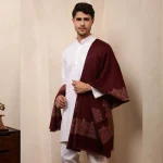 Men's Wine Color Blanket Wrap Paisley Shawl - Image 3