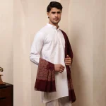 Men's Wine Color Blanket Wrap Paisley Shawl - Image 4