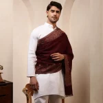 Men's Wine Color Blanket Wrap Paisley Shawl - Image 5
