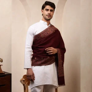 Men's Wine Color Blanket Wrap Paisley Shawl - Image 5