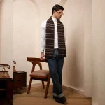 Men's Wine Color Striped Scarf Winter Woolen Muffler - Image 6