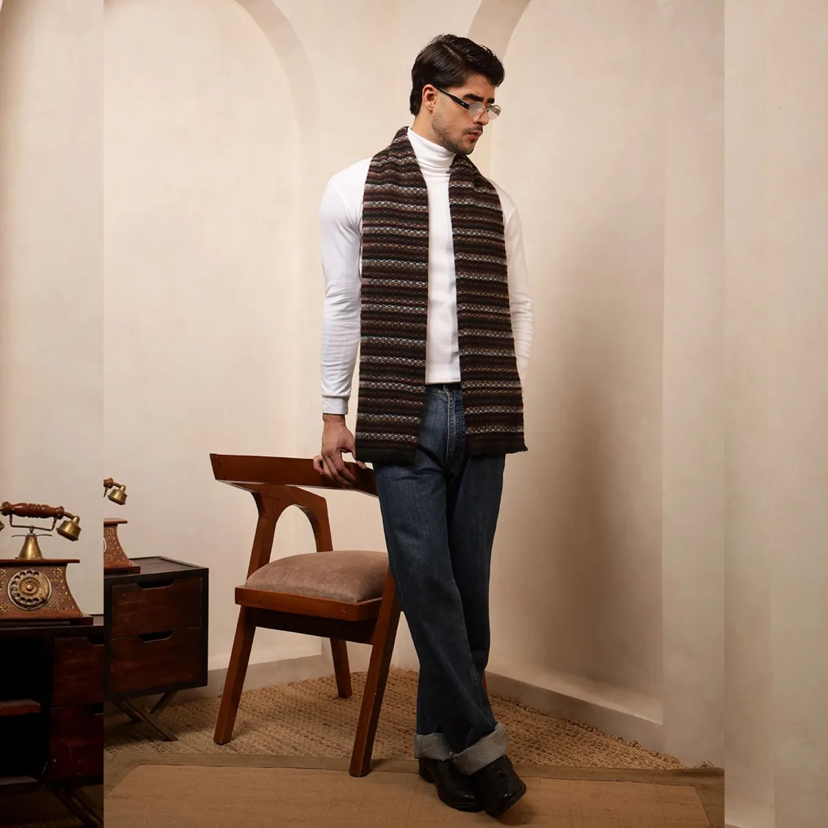mens-wine-color-striped-scarf-winter-woolen-muffler WM-172 (3)