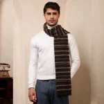 Men's Wine Color Striped Scarf Winter Woolen Muffler - Image 4