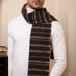 Men's Wine Color Striped Scarf Winter Woolen Muffler - Image 7