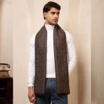 Men's Winter Reversible Scarf Brown Striped Muffler - Image 2