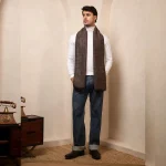Men's Winter Reversible Scarf Brown Striped Muffler - Image 5