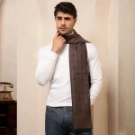 Men's Winter Reversible Scarf Brown Striped Muffler - Image 3