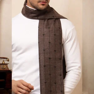 Men's Winter Reversible Scarf Brown Striped Muffler - Image 7