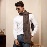 Men's Winter Reversible Scarf Brown Striped Muffler