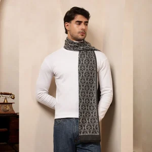 Men's Winter Wear Warm Scarves Gray Woolen Muffler - Image 3