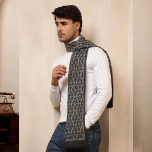 Men's Winter Wear Warm Scarves Gray Woolen Muffler - Image 4
