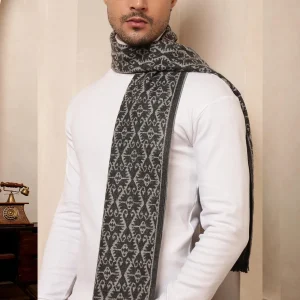 Men's Winter Wear Warm Scarves Gray Woolen Muffler - Image 7