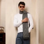 Men's Winter Wear Warm Scarves Gray Woolen Muffler - Image 2